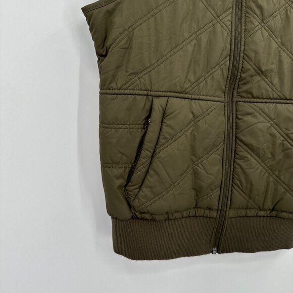 Prana Women's Olive Green Encinitas Quilted Vest size S Sherpa Fleece Lining - Picture 6 of 9